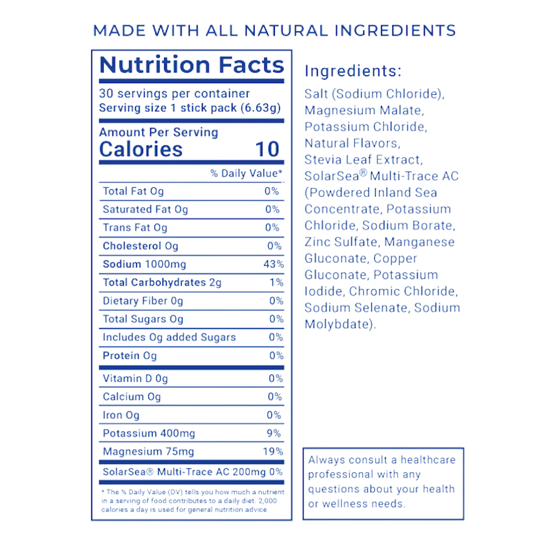 Sealyte citrus electrolyte hydration drink nutrition facts and ingredients panel