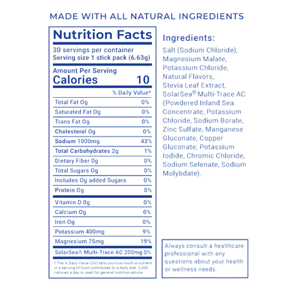 Sealyte citrus electrolyte hydration drink nutrition facts and ingredients panel